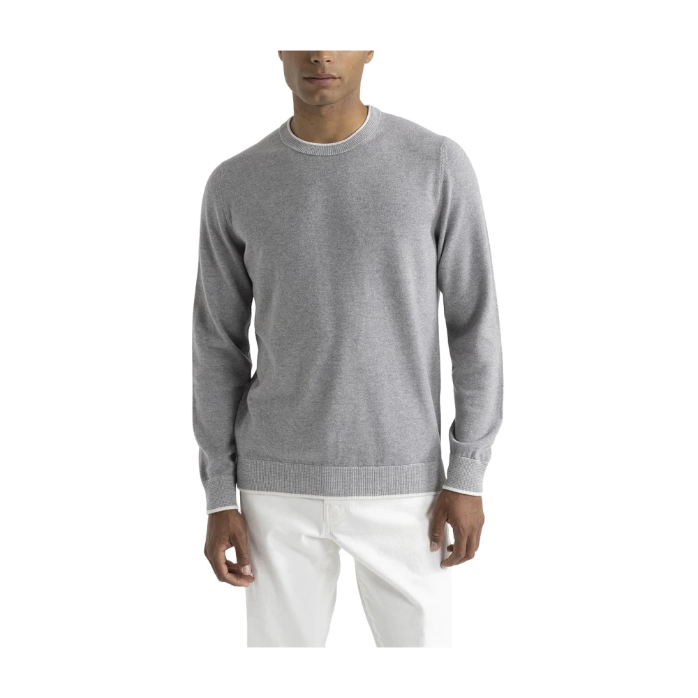 PESERICO Wol zijde en kasjmier ronde hals trui Gray Heren