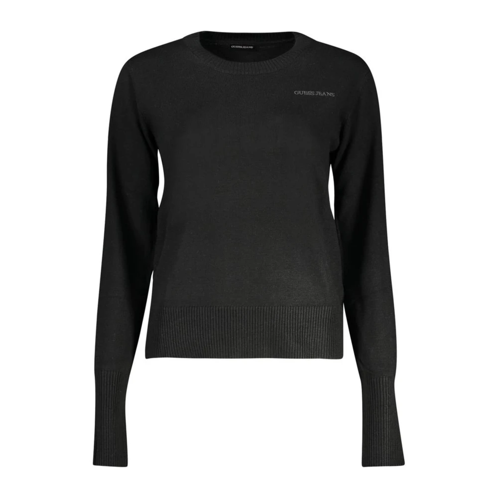 Guess Zwarte gebreide trui met geribbelde details Black Dames