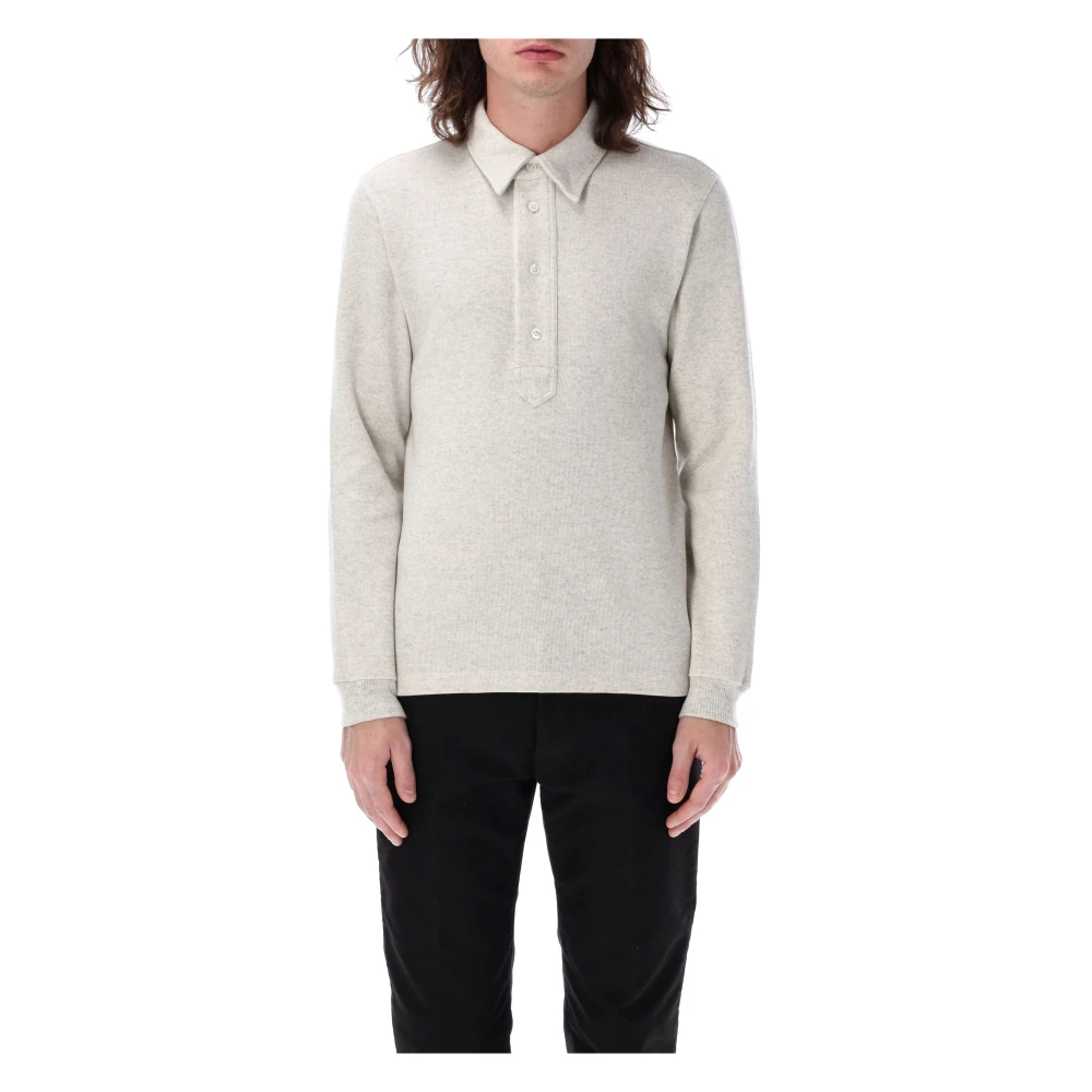 Tom Ford Fleece Polo Shirt voor Rugby Stijl Gray Heren