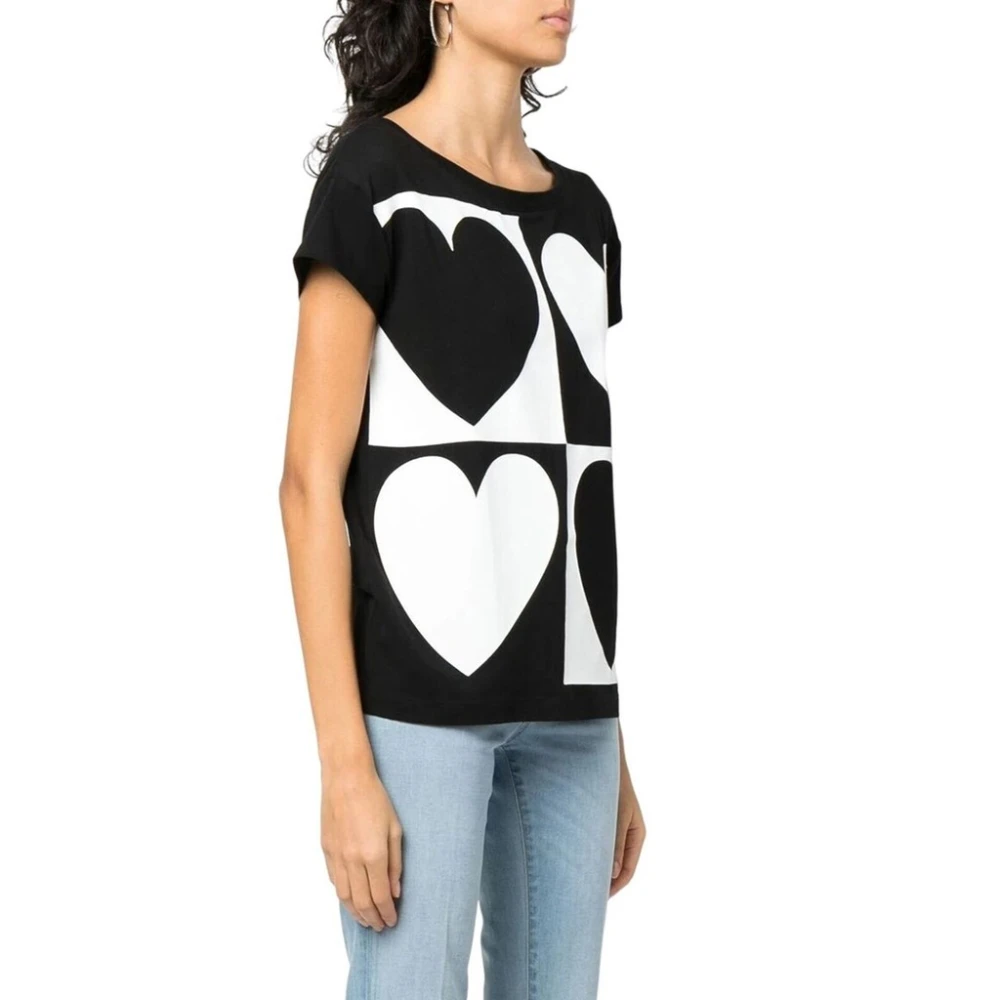 Moschino Logo Print Dames Katoenen T-shirt Black Dames