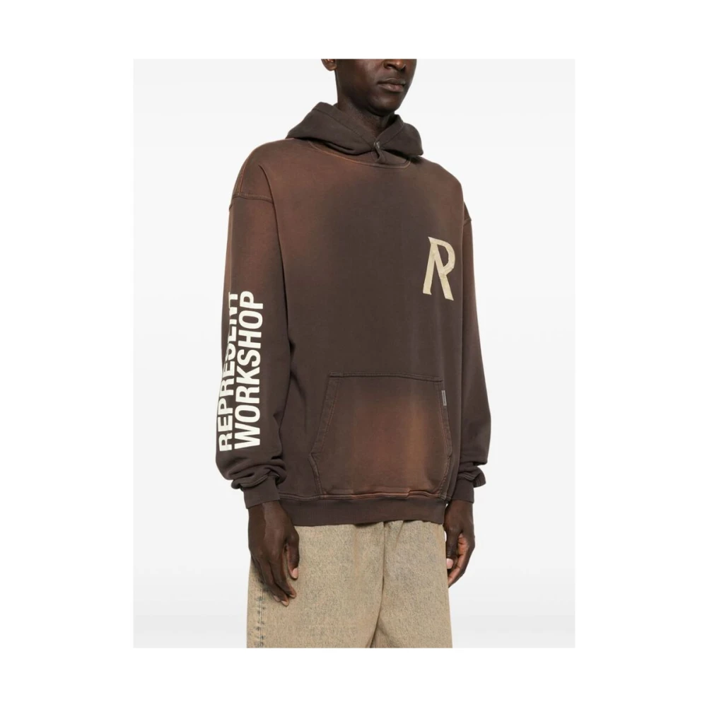Represent Cedar Brown Masking Tape Initial Hoodie Brown Heren