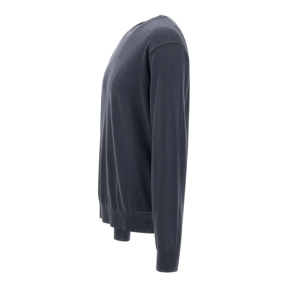 closed Zachte Wol Kasjmier Crew Neck Sweater Gray Heren