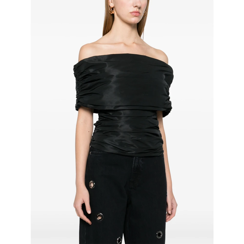 Coperni Zwarte Taffeta Top met Zijrits Black Dames