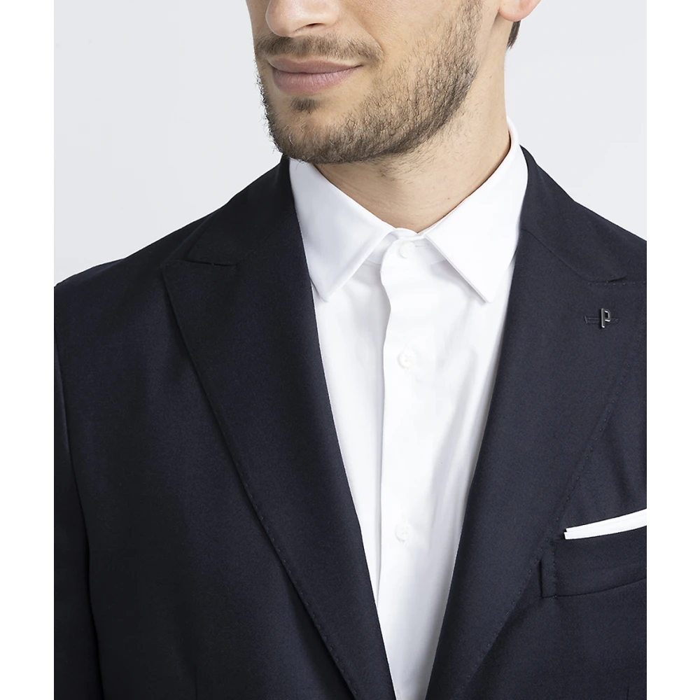 PESERICO Blazer van zuivere nieuwe wol met enkele rij knopen Blue Heren