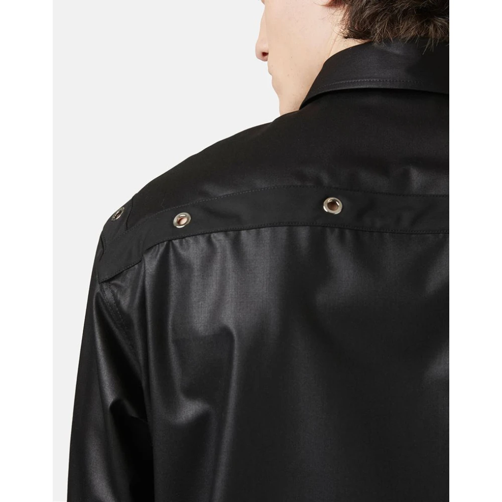 Iceberg Ruimvallend shirt in koele chinched wol Black Heren