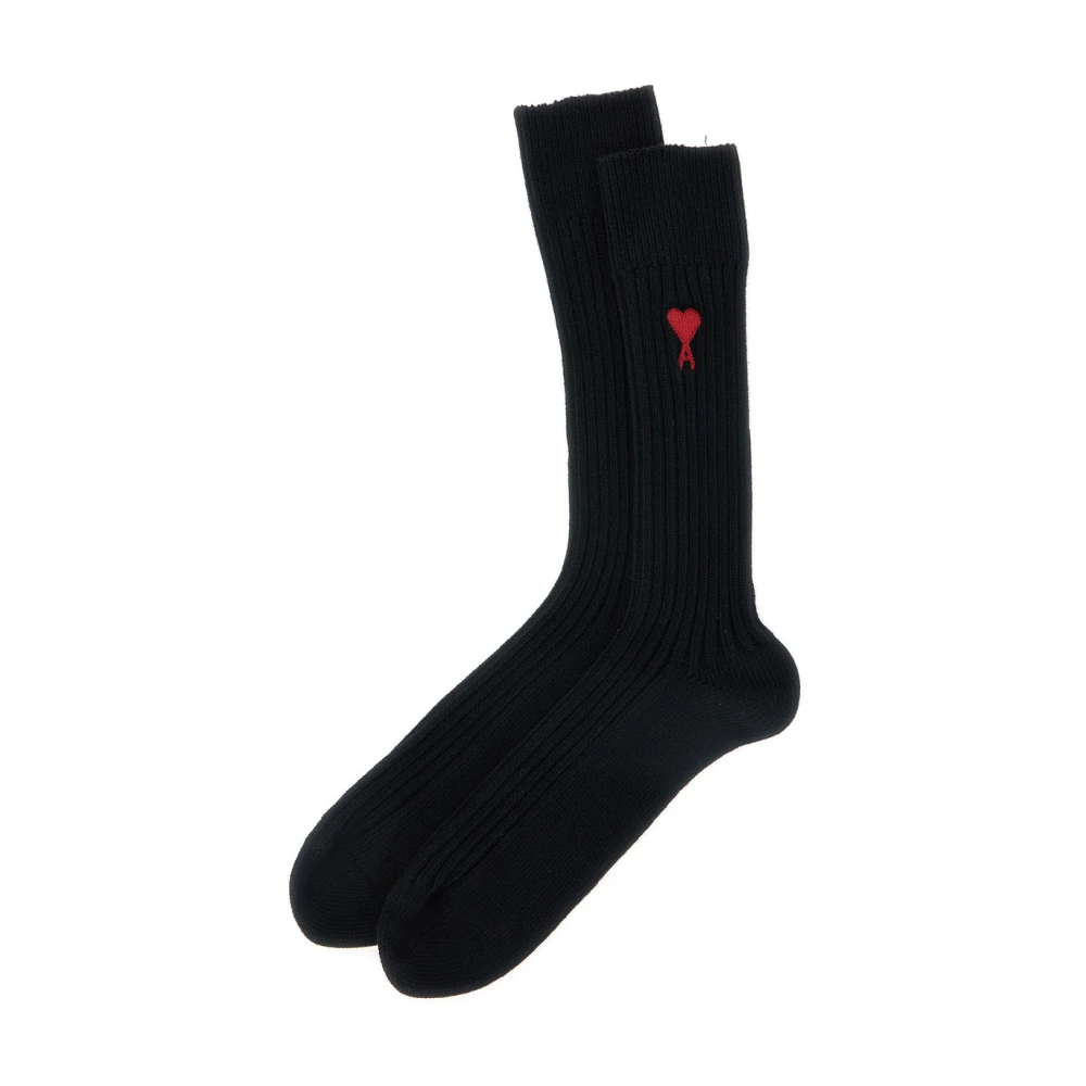 Ami Paris Zwarte Katoenmix Sokken Pak Black Heren