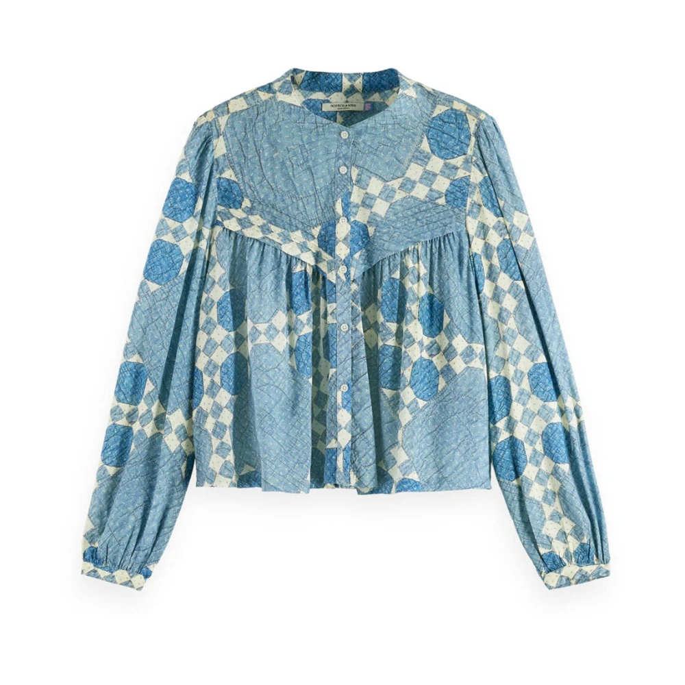 Scotch & Soda Pintuck Shirt Lange Mouw Blouse Blue Dames