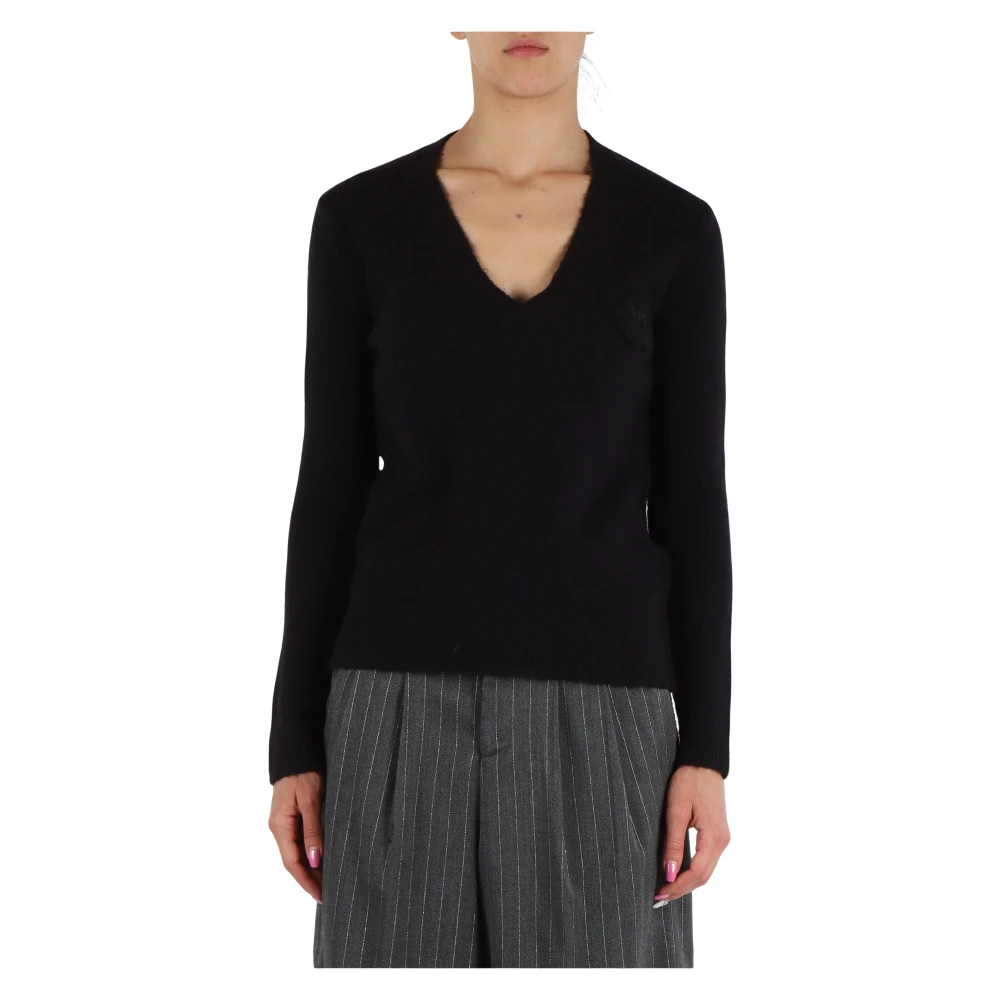 Liu Jo V-hals wol en alpaca trui Black Dames