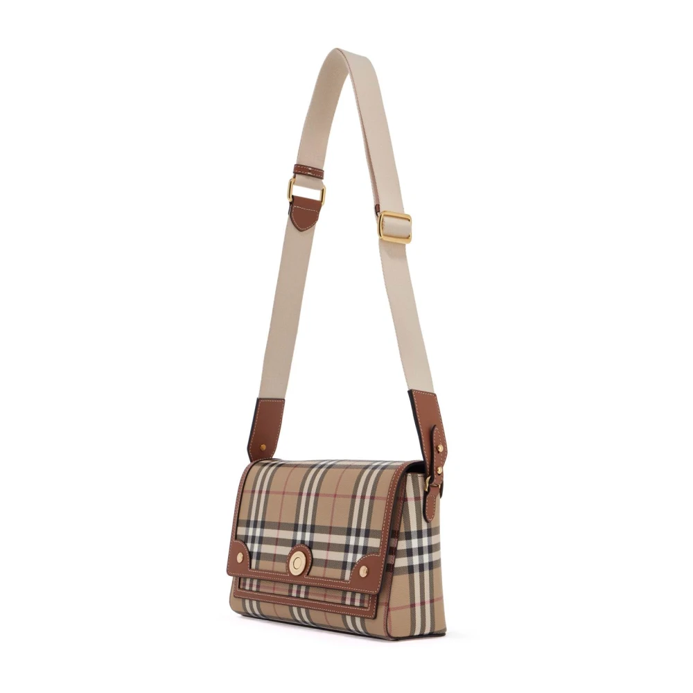 Burberry Schoudertas met ruitpatroon en leren afwerking Beige Dames