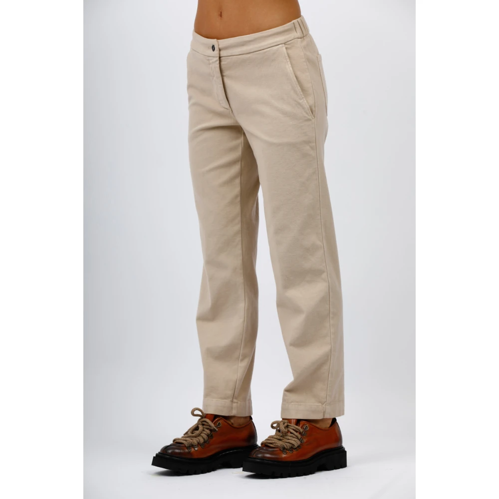 Rosso35 Katoenen Elastische Taillebroek met Achterzakken Beige Dames