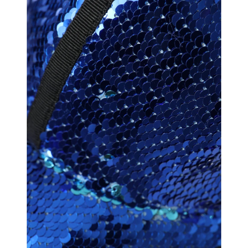Dolce & Gabbana Blauwe Pailletten Baseballpet Mannen Blue Heren