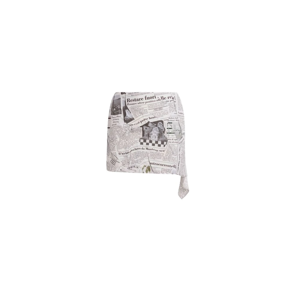 Moschino Women's White Printed Cotton Poplin Miniskirt
