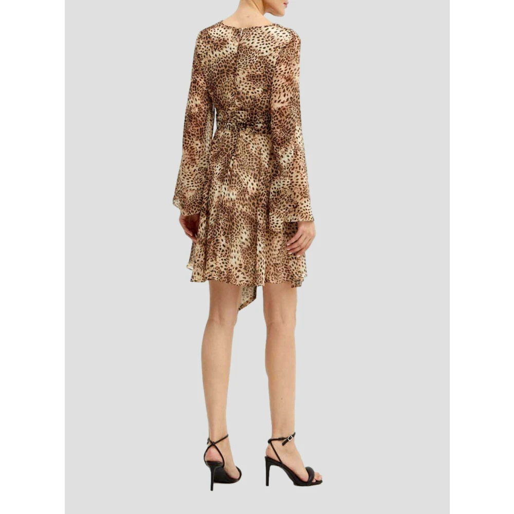 Guess Bruine Animalier Mini Flare Jurk Multicolor Dames