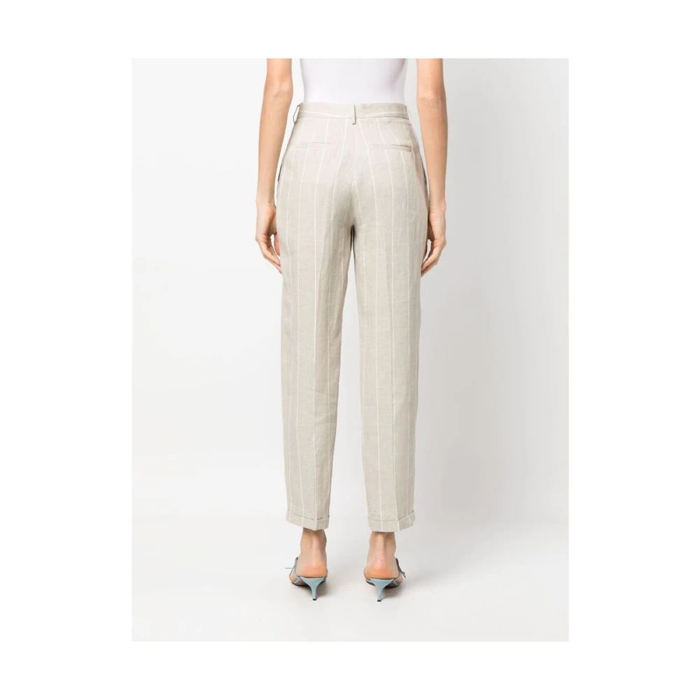 Antonelli Firenze Gestreepte linnen broek Beige Dames