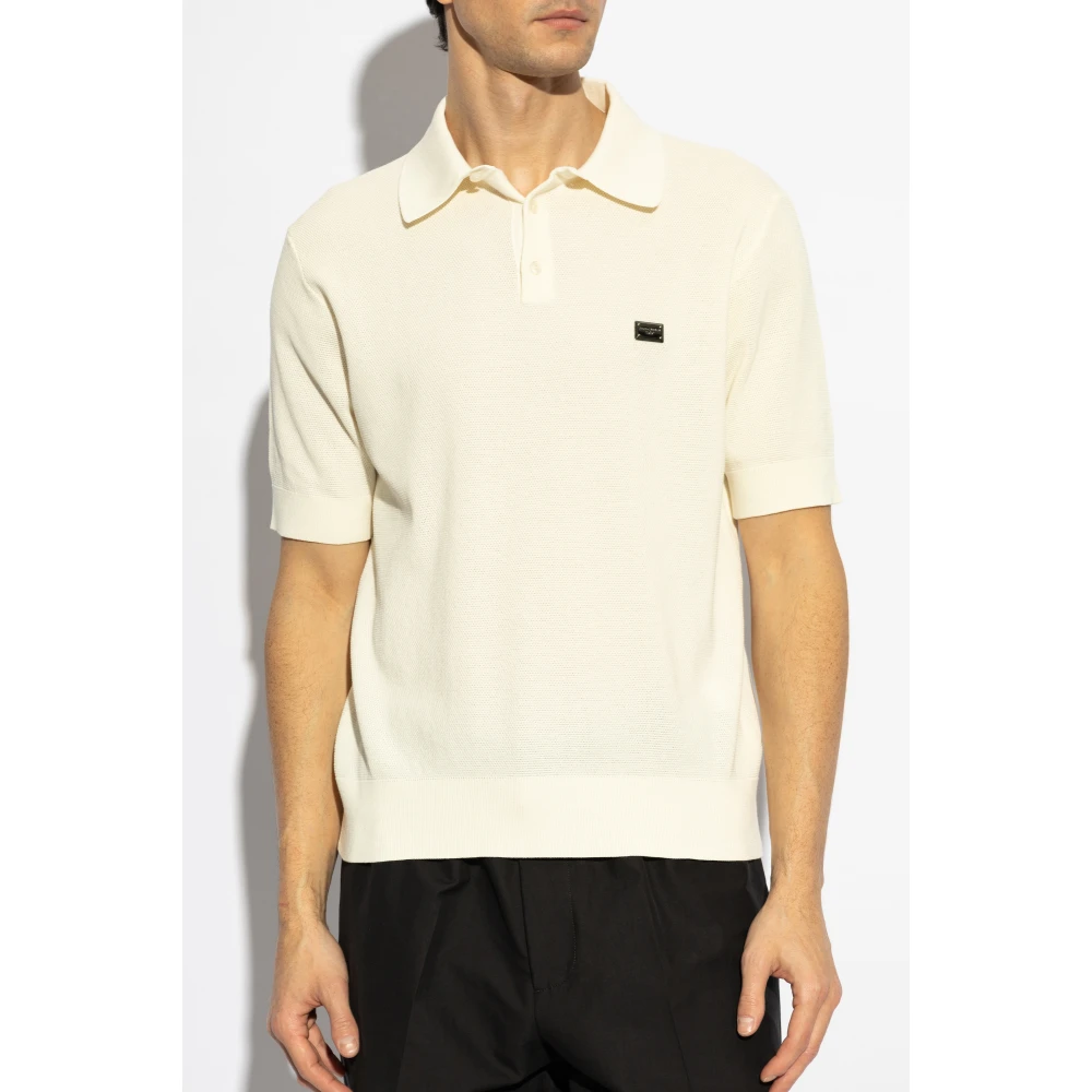 Dolce & Gabbana Katoenen poloshirt Beige Heren
