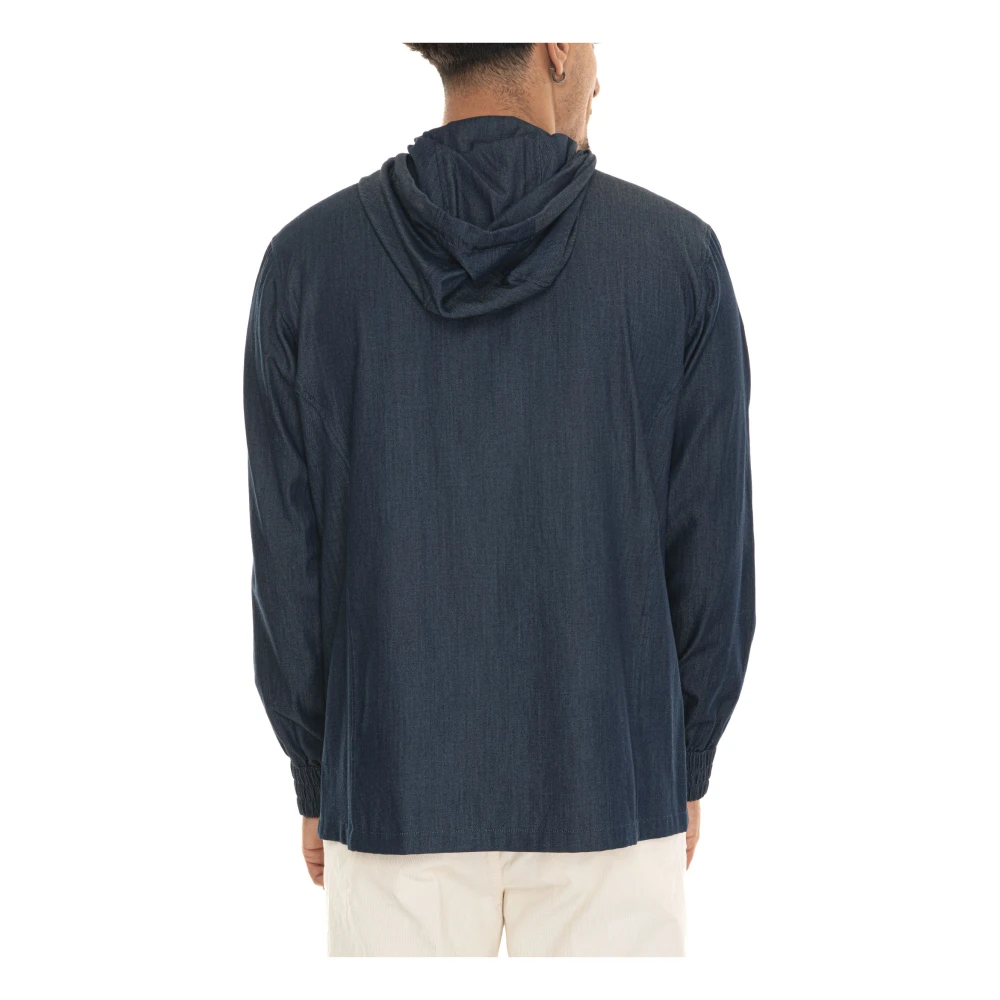 Kiton Katoenen Hoodie met Rits Blue Heren