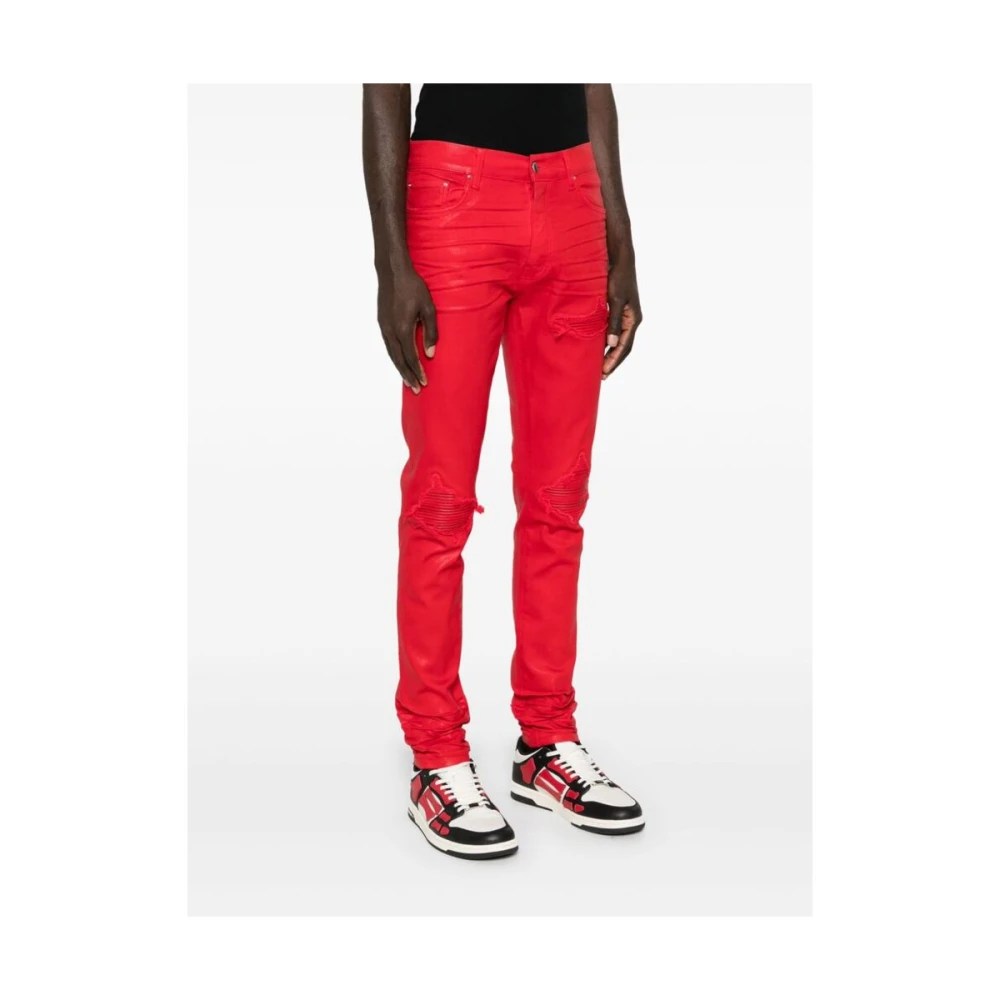 Amiri Rode Coated Denim Jeans Red Heren