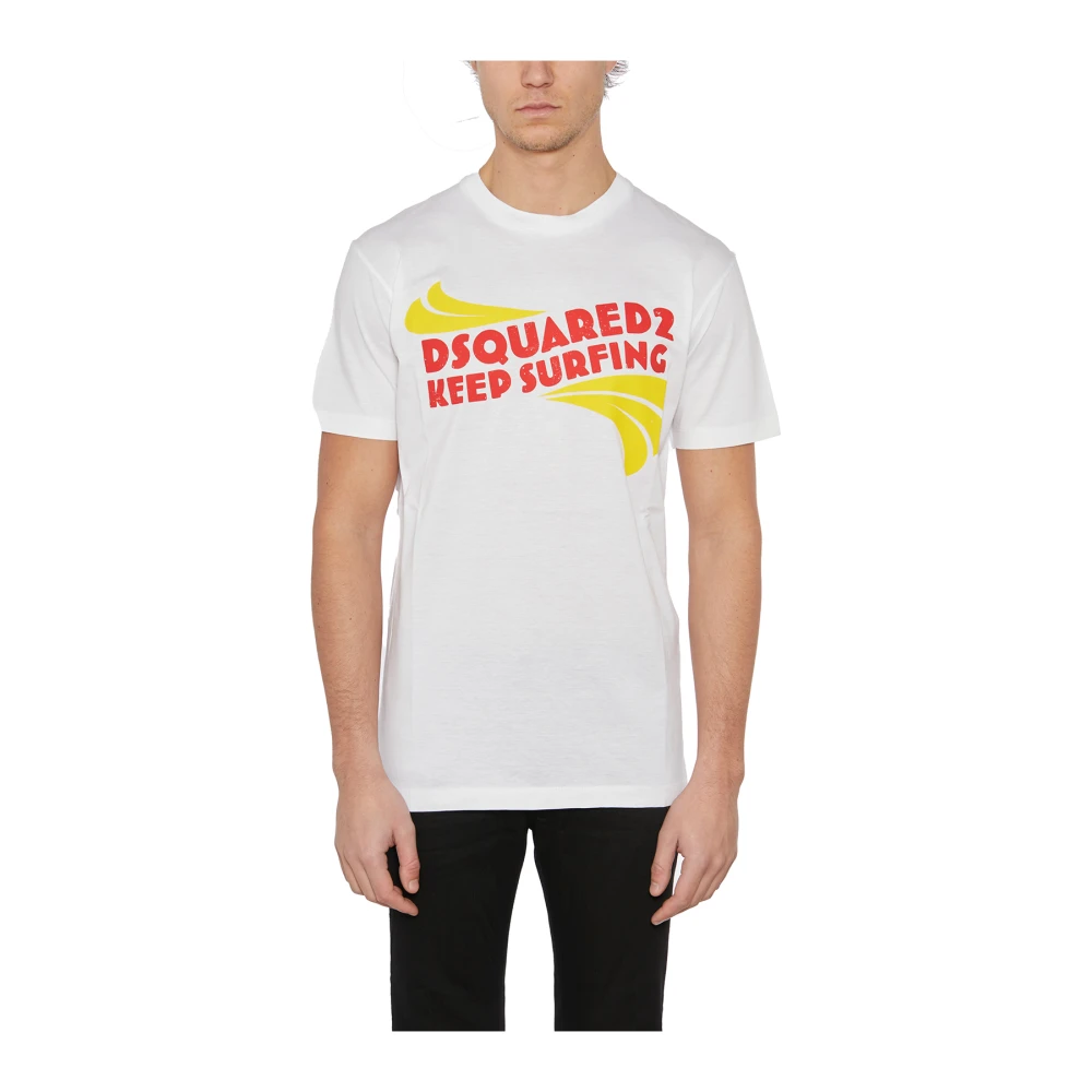 Dsquared2 Katoenen Print T-Shirt White Heren