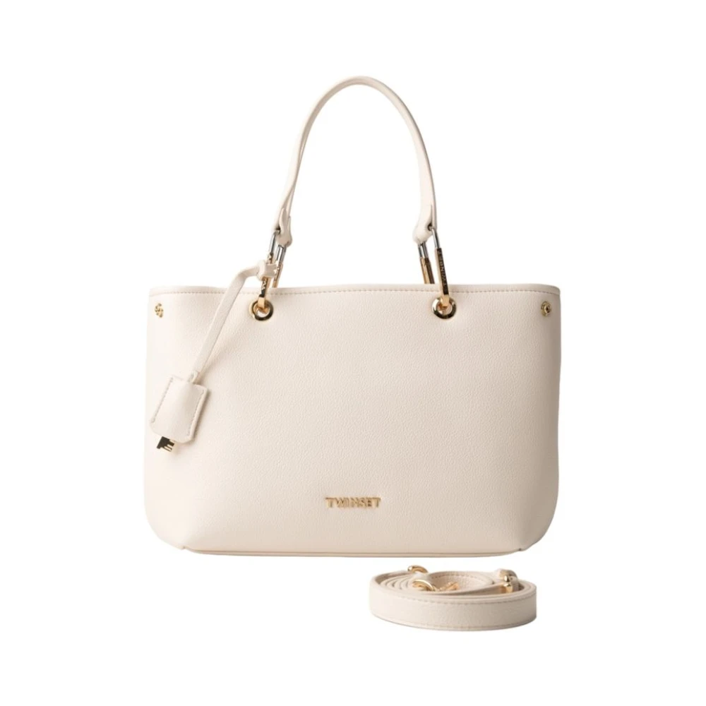 Twinset Minimalistische Tote Tas met Afneembare Hanger Beige Dames