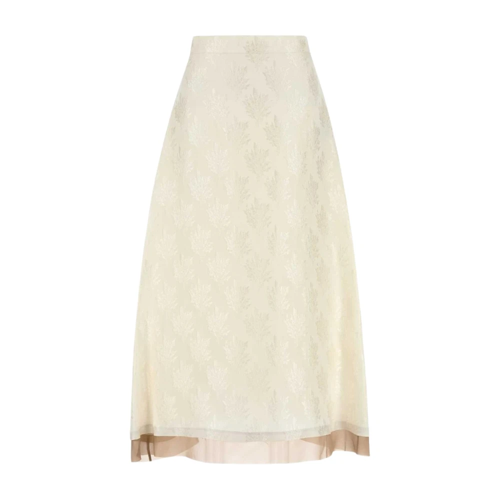Fendi Vit Jacquard Midi Kjol
