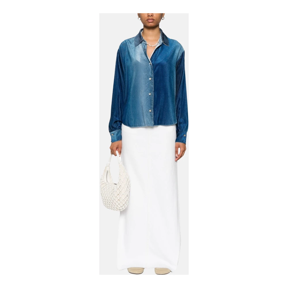 Forte Corduroy Overshirt Gradiënt Effect Blue Dames