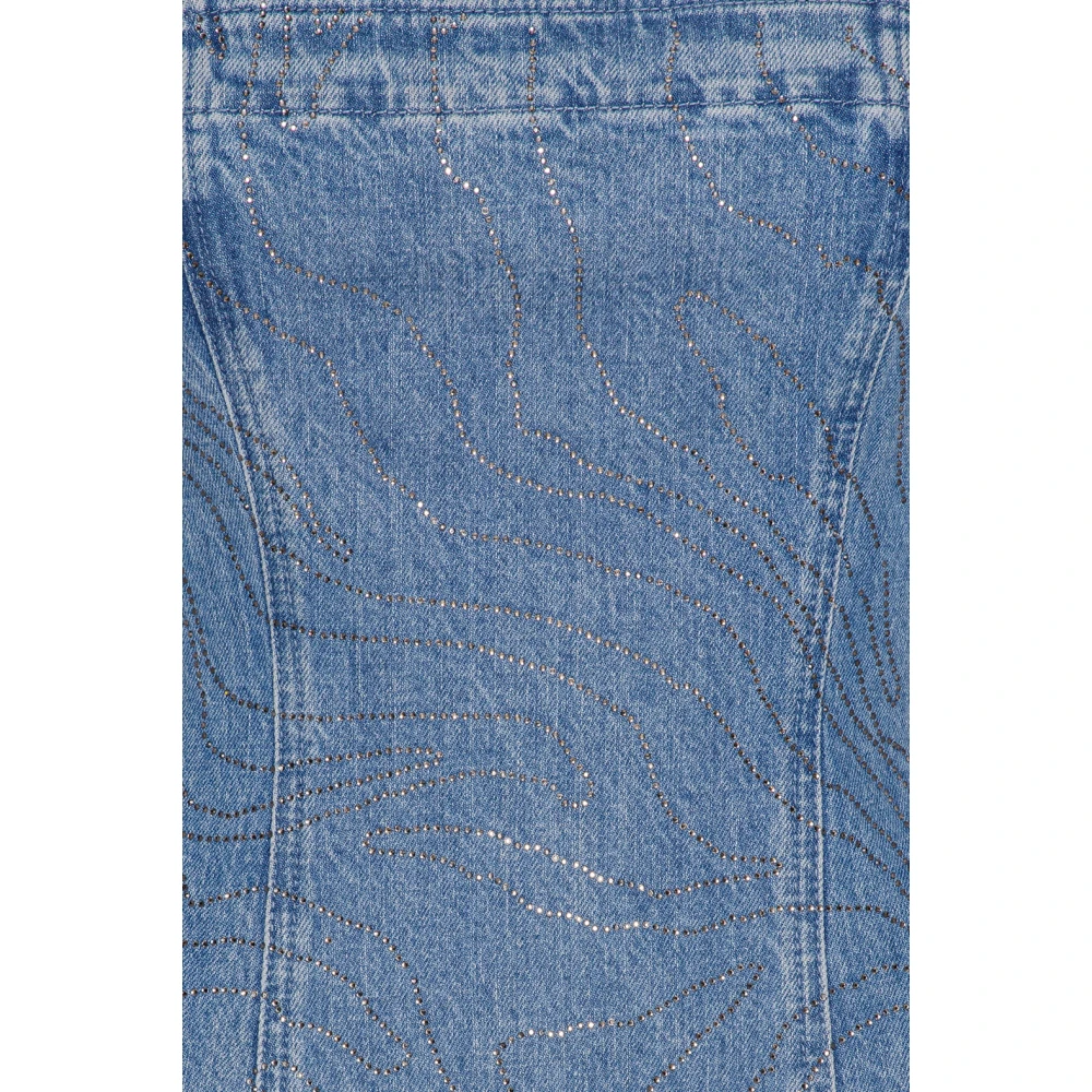 Rotate Birger Christensen Rhinestone Denim Jurk Blue Dames