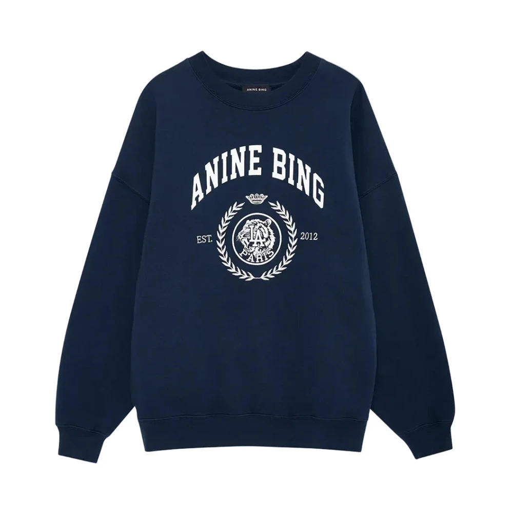 Anine Bing Women's Blue Miles Logo La Sweatshirt - Sweatshirts - S - Sweatshirts & Hoodies
