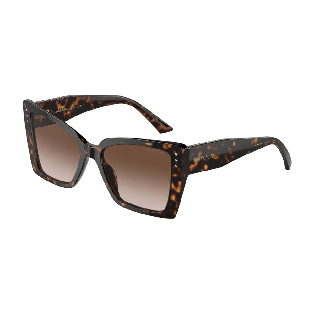Jimmy Choo Women's Brown Cat-Eye Sunglasses Gradient Havana