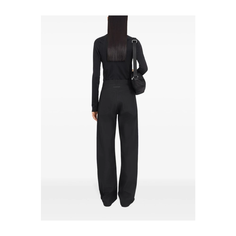 MM6 Maison Margiela Zwarte klassieke broek met logoprint Black Dames