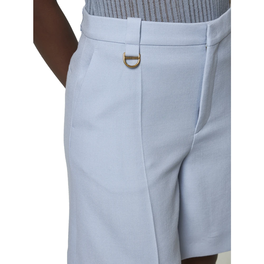 Chloé Blauwe Wollen Broek met Voorsluiting Blue Dames