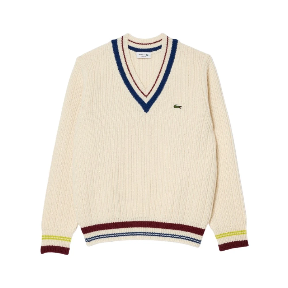 Lacoste V-hals gebreide trui Brown Heren