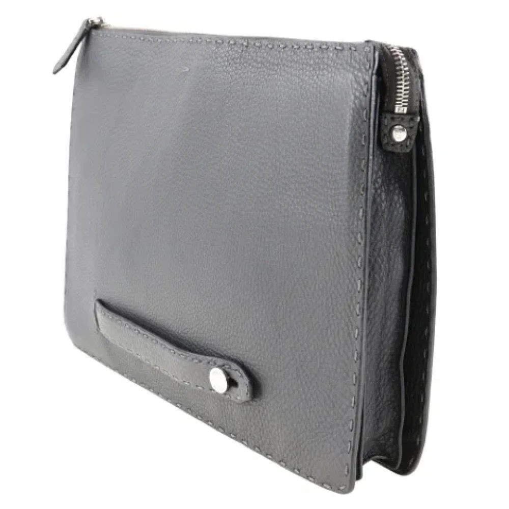 Fendi Vintage Pre-owned Leather clutches Gray Dames