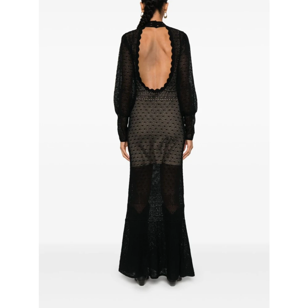 Twinset Elegante Zwarte Kant Jurk Black Dames