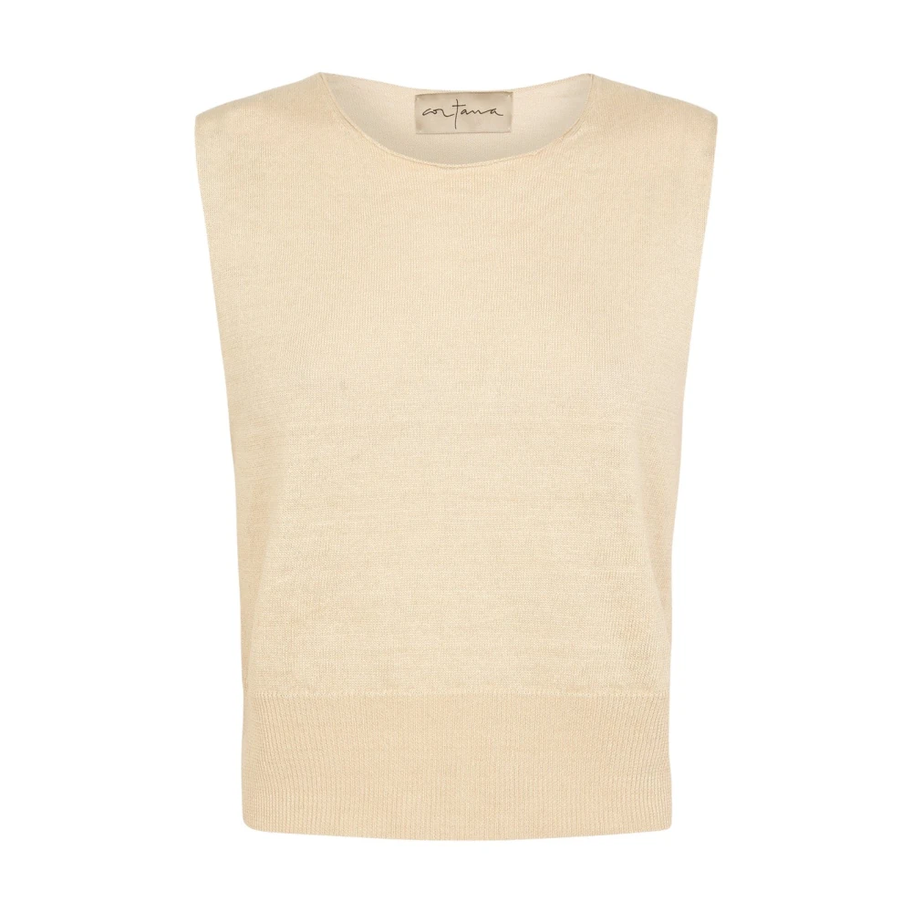 Cortana Beige Rinen Vest - Female - Sleeveless Tops - Xs - Tops