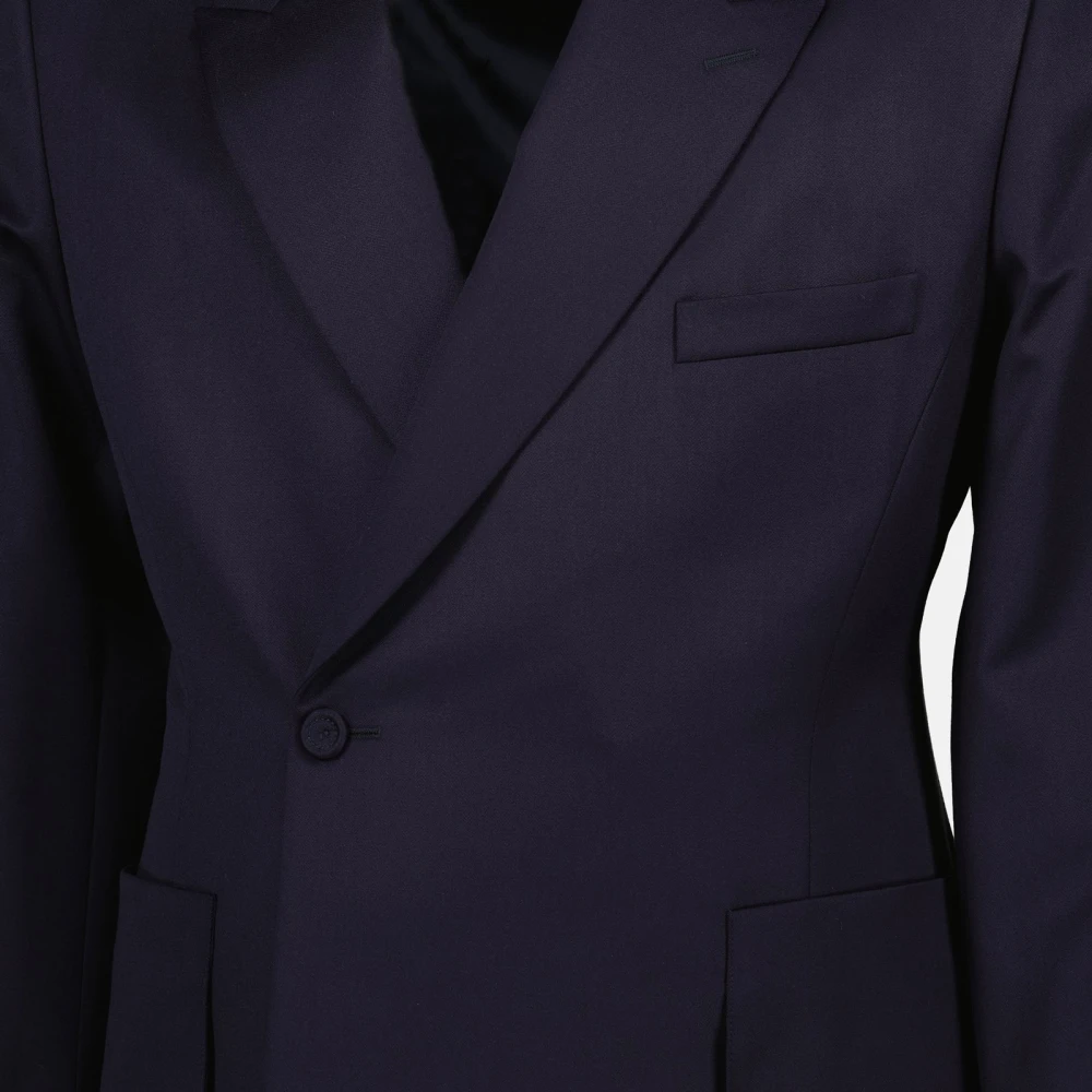 Dior Navy Blauw Wol Peak Revers Blazer Blue Heren