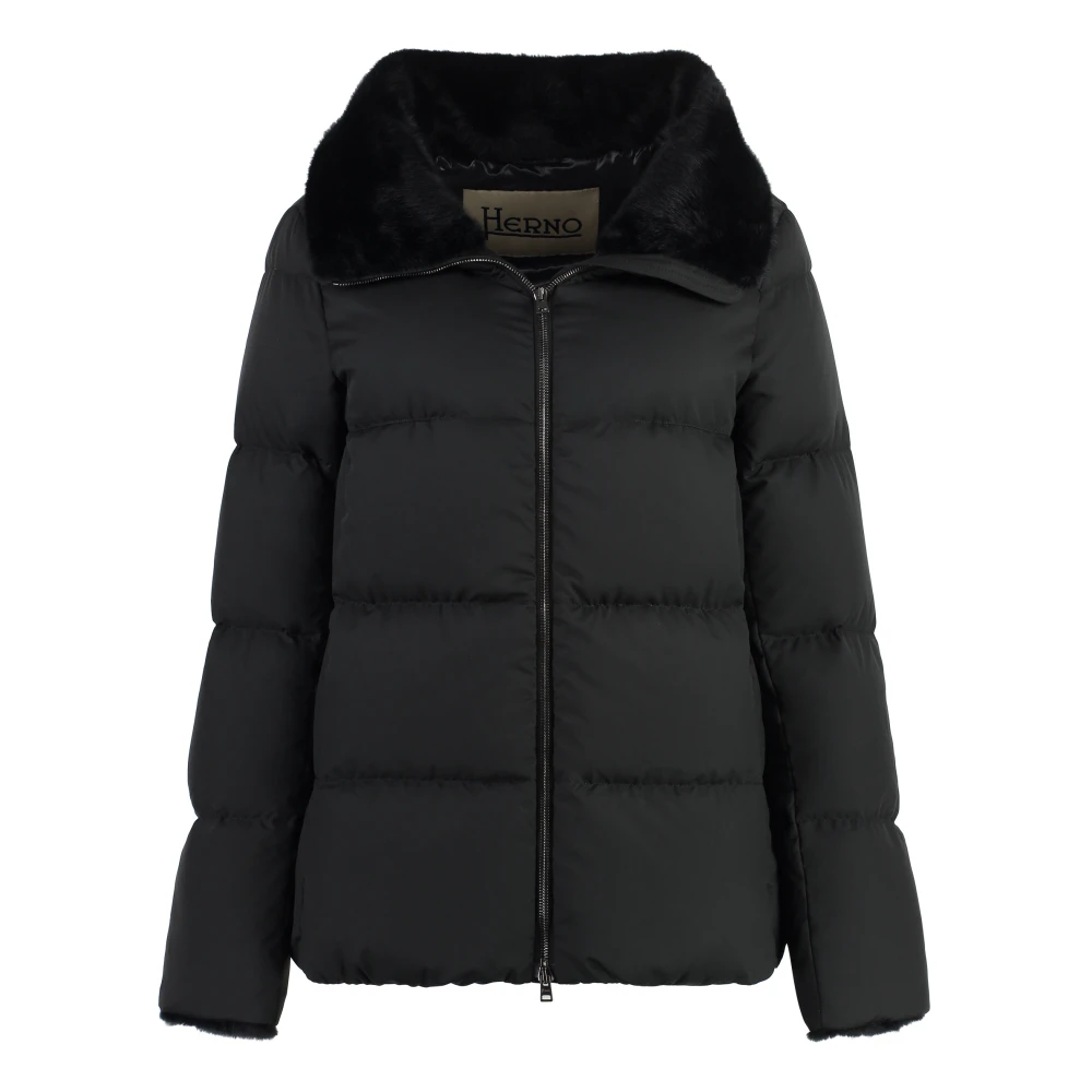 Herno Vegan Bontkraag Donsjas Black Dames