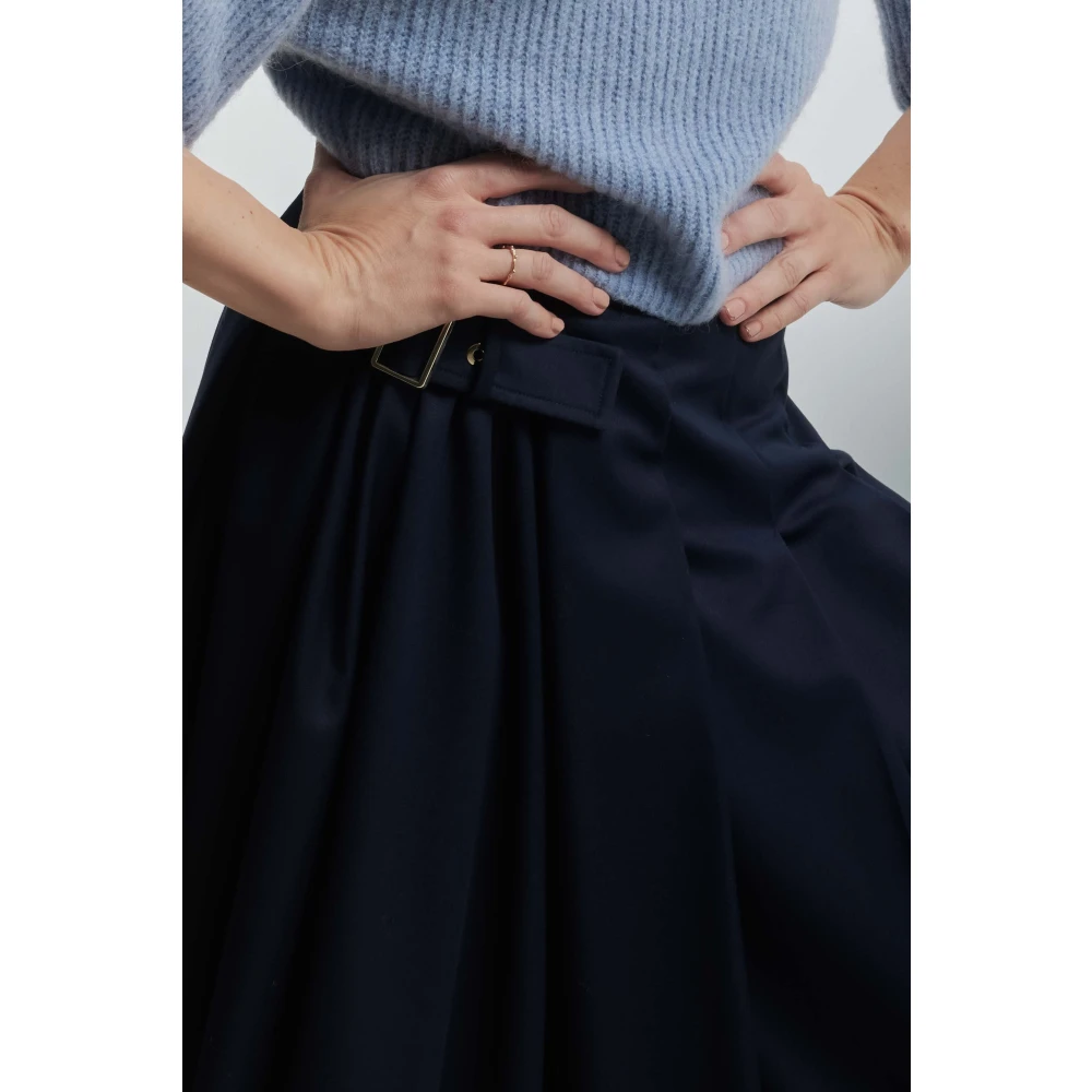 Kocca Asymmetrische Geplooide Rok met Riem Blue Dames