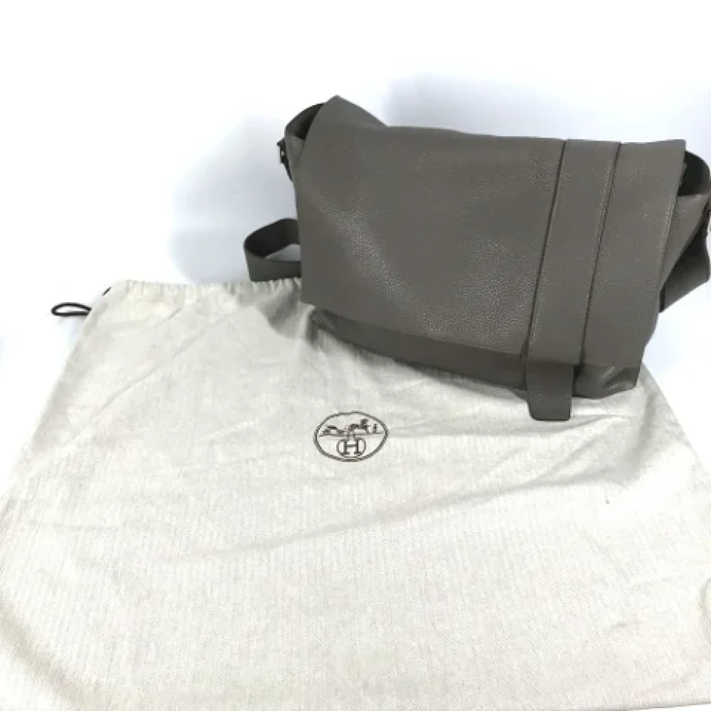 Hermès Vintage Pre-owned Leather shoulder-bags Gray Heren