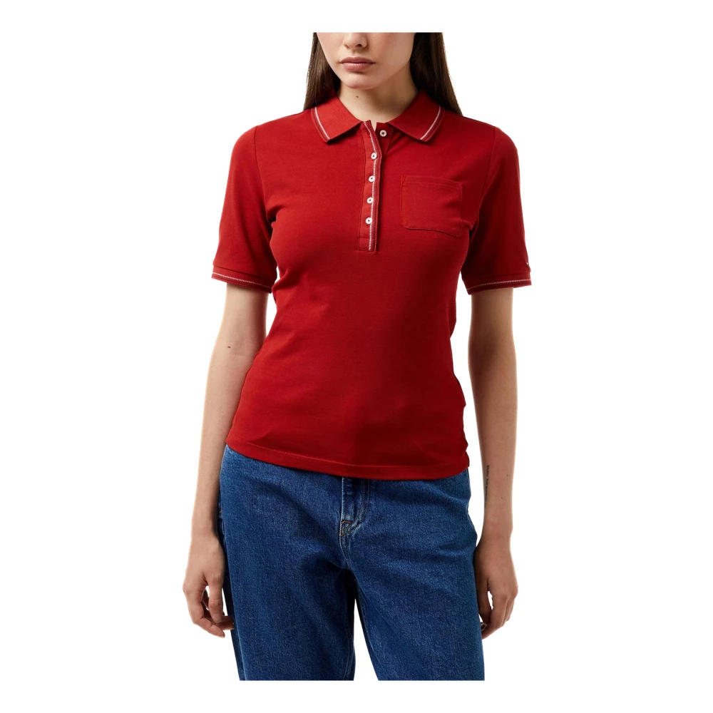 Tommy Hilfiger Polo met contrastranden in slim fit Red Dames