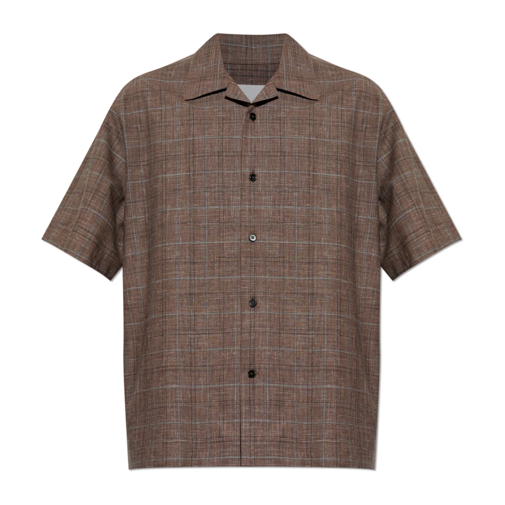 Jil Sander Mannelijk Bruin Overhemden Heren, M, Wol, Wool Short-Sleeved Shirt