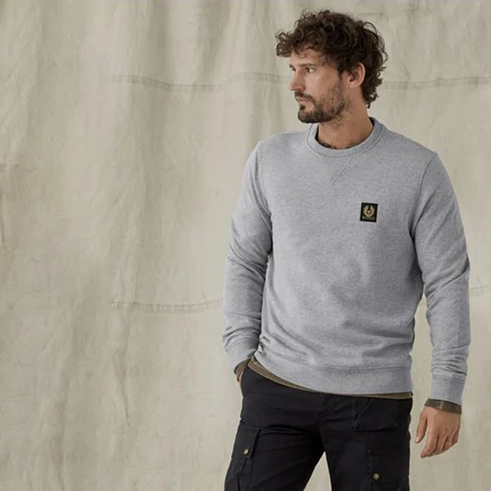 Belstaff Klassieke Katoenen Sweatshirt met V Steek Detail Gray Heren