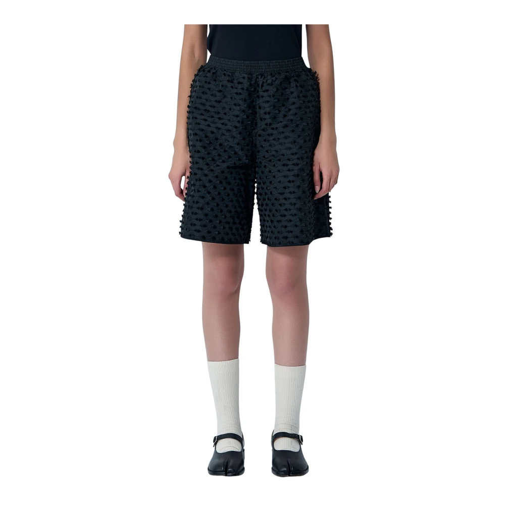 Cecilie Bahnsen Women's Black Textured Drawstring Shorts