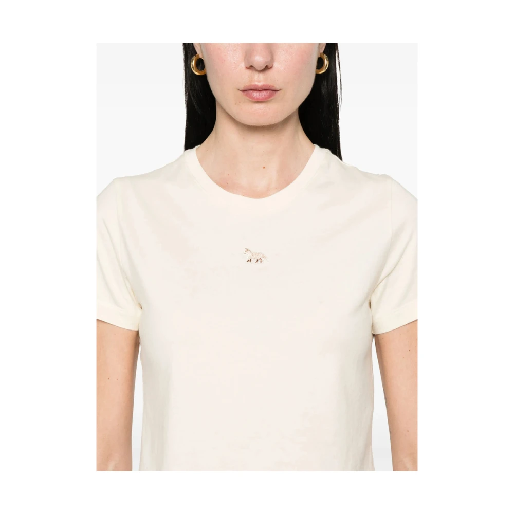 Maison Kitsuné Beige Crew Neck Short Sleeve T-shirt Beige Dames