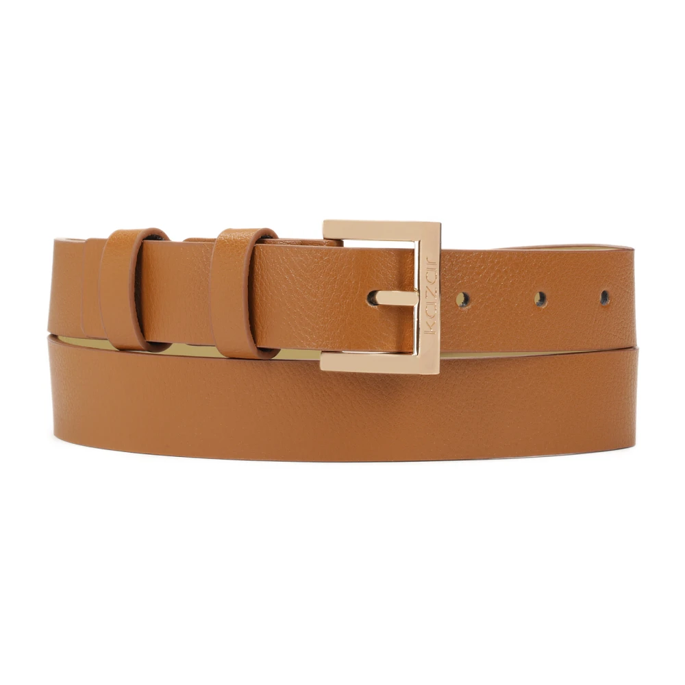 Kazar Minimalistische leren riem met vierkante gesp Brown Dames