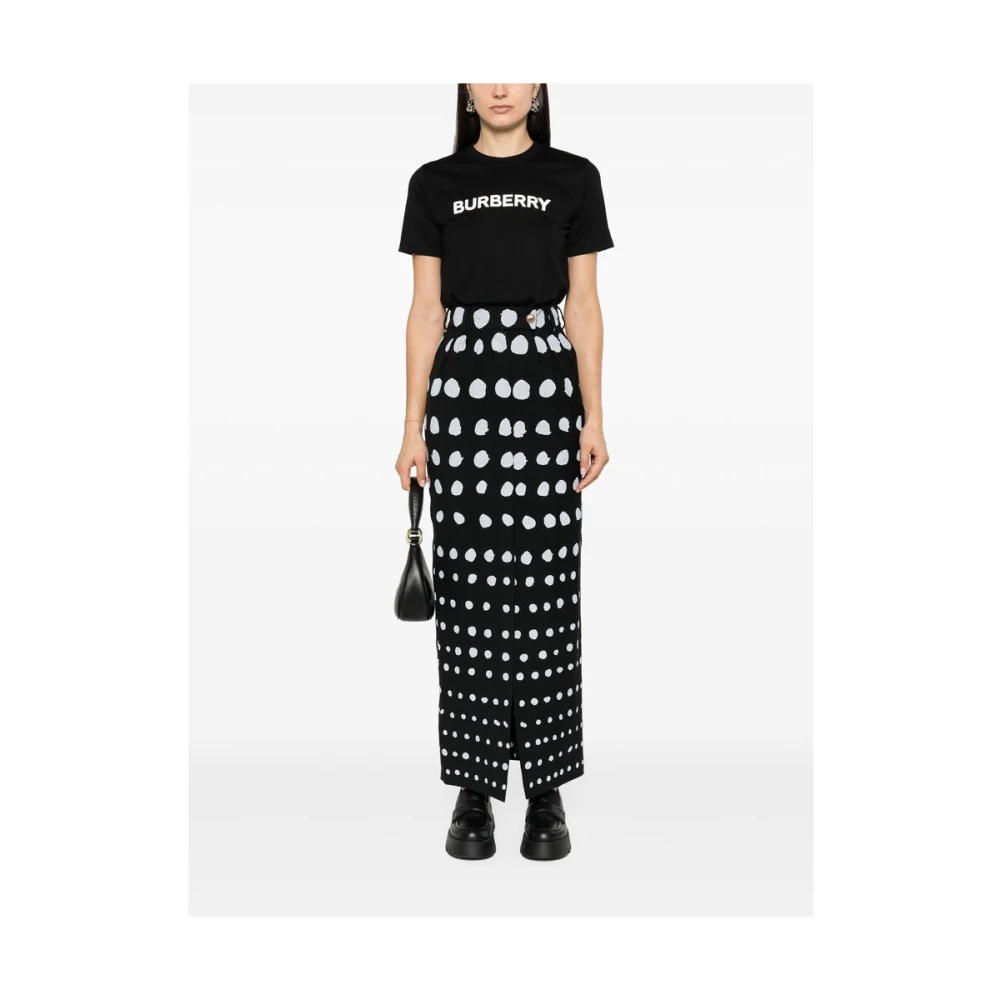 Burberry Logo Print Katoenen T-shirt Black Dames