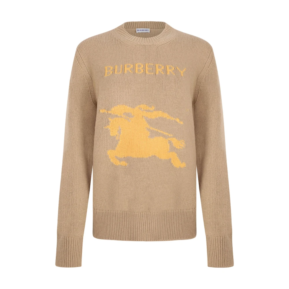 Burberry Women's Beige Equestrian Knight Logo Wool Sweater