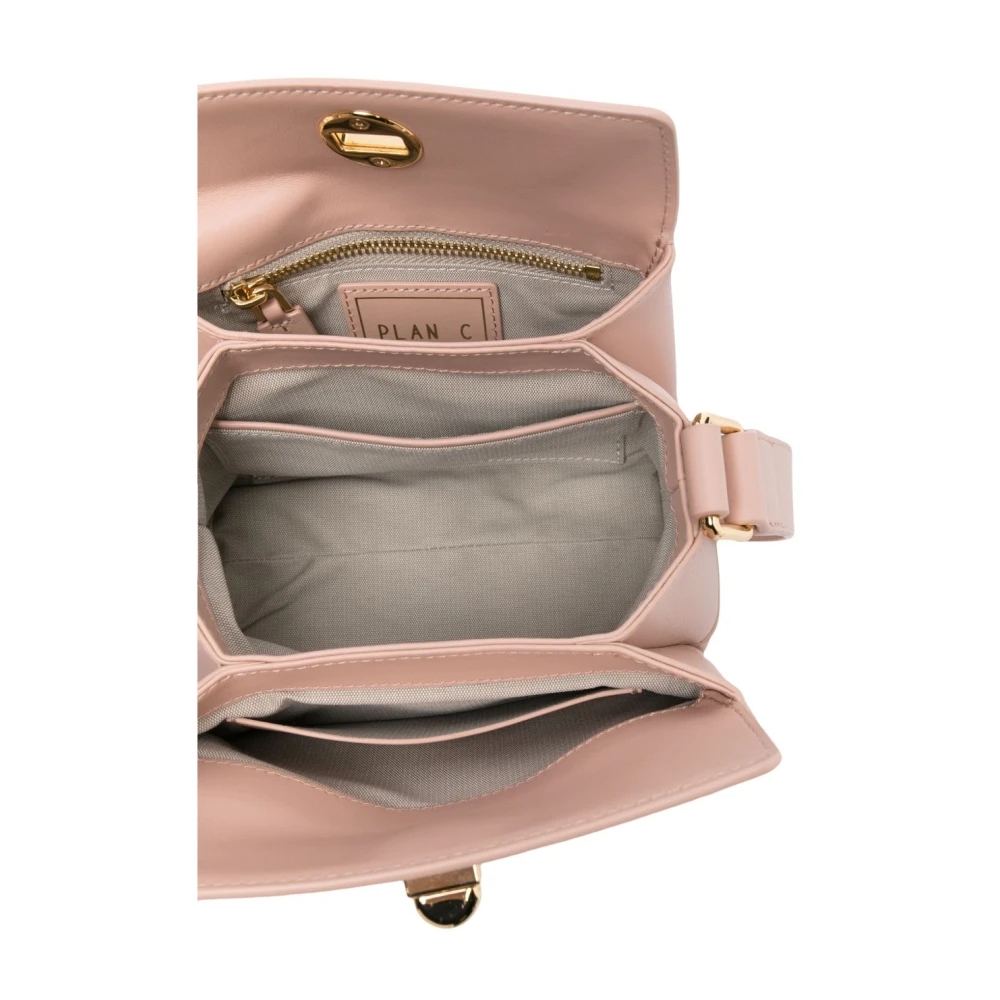 Plan C Roze leren schoudertas met twist-lock Pink Dames