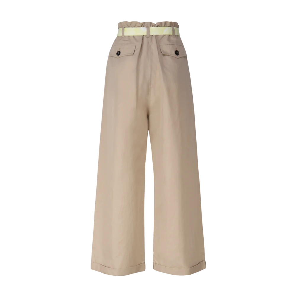pinko Beige Katoen Linnen Broek Beige Dames