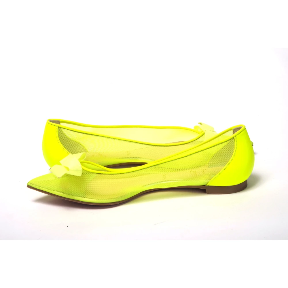 Christian Louboutin Fluro Gele Platte Puntige Schoen Yellow Dames