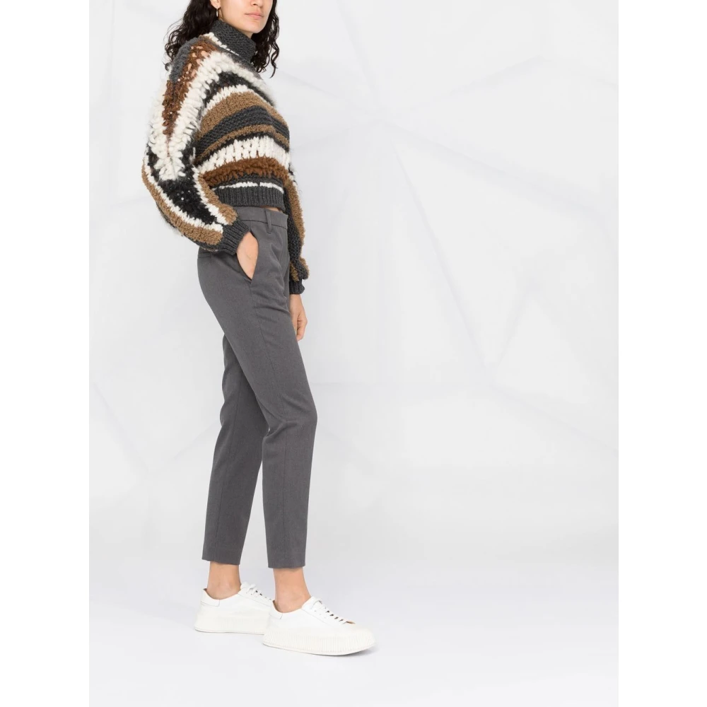 BRUNELLO CUCINELLI Grijze Katoenen Lange Broek Gray Dames
